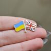 Значок пін подвійний прапор Україна Британія - Зображення 2