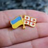 Значок пін подвійний прапор Україна Грузія - Зображення 2