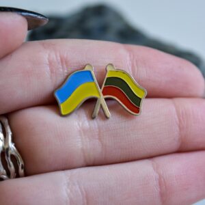 Значок пін подвійний прапор Україна Литва