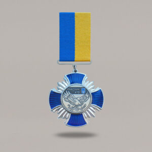 Нагрудний знак хрест учасник АТО нікель
