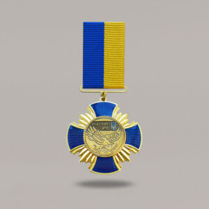 Нагрудний знак хрест учасник АТО золото