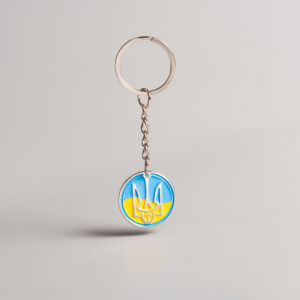 Брелок Тризуб на жовто-блакитному фоні