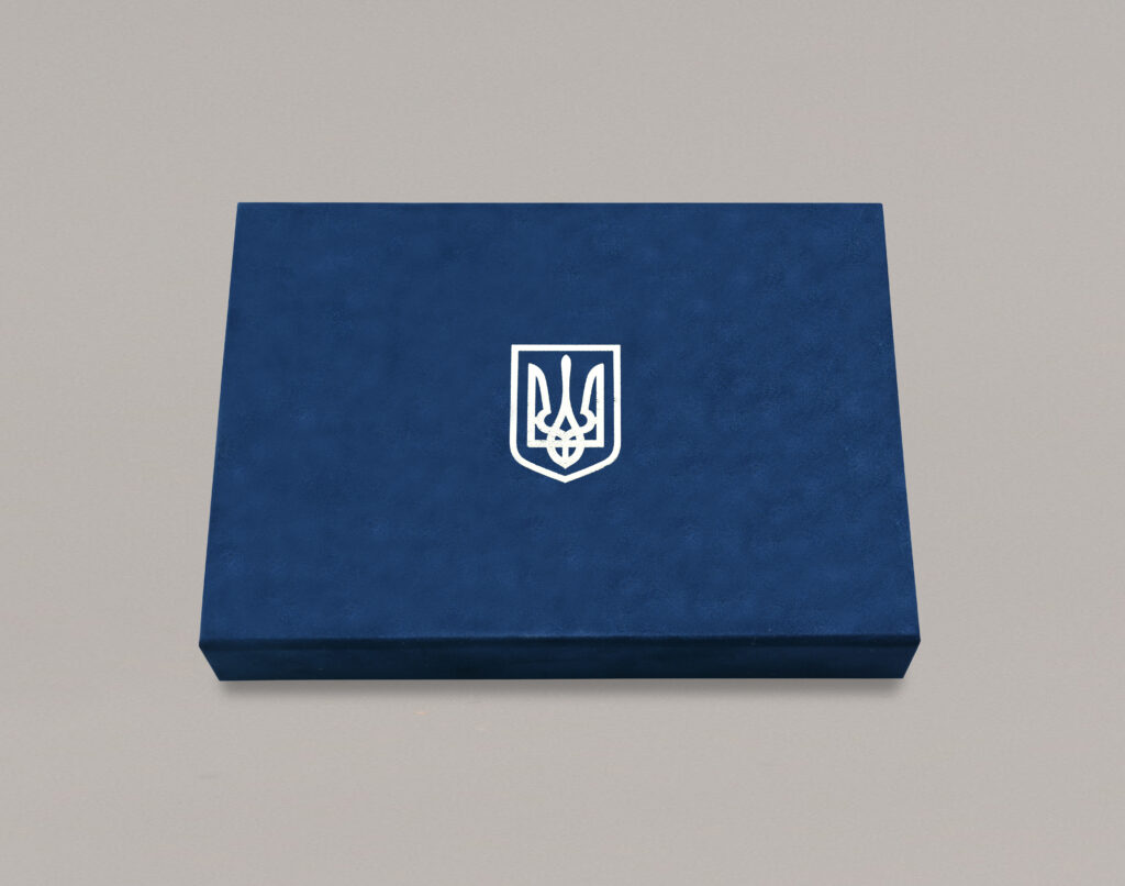 Футляр оксамитовий подвійний до нагороди 200*150*20мм синій